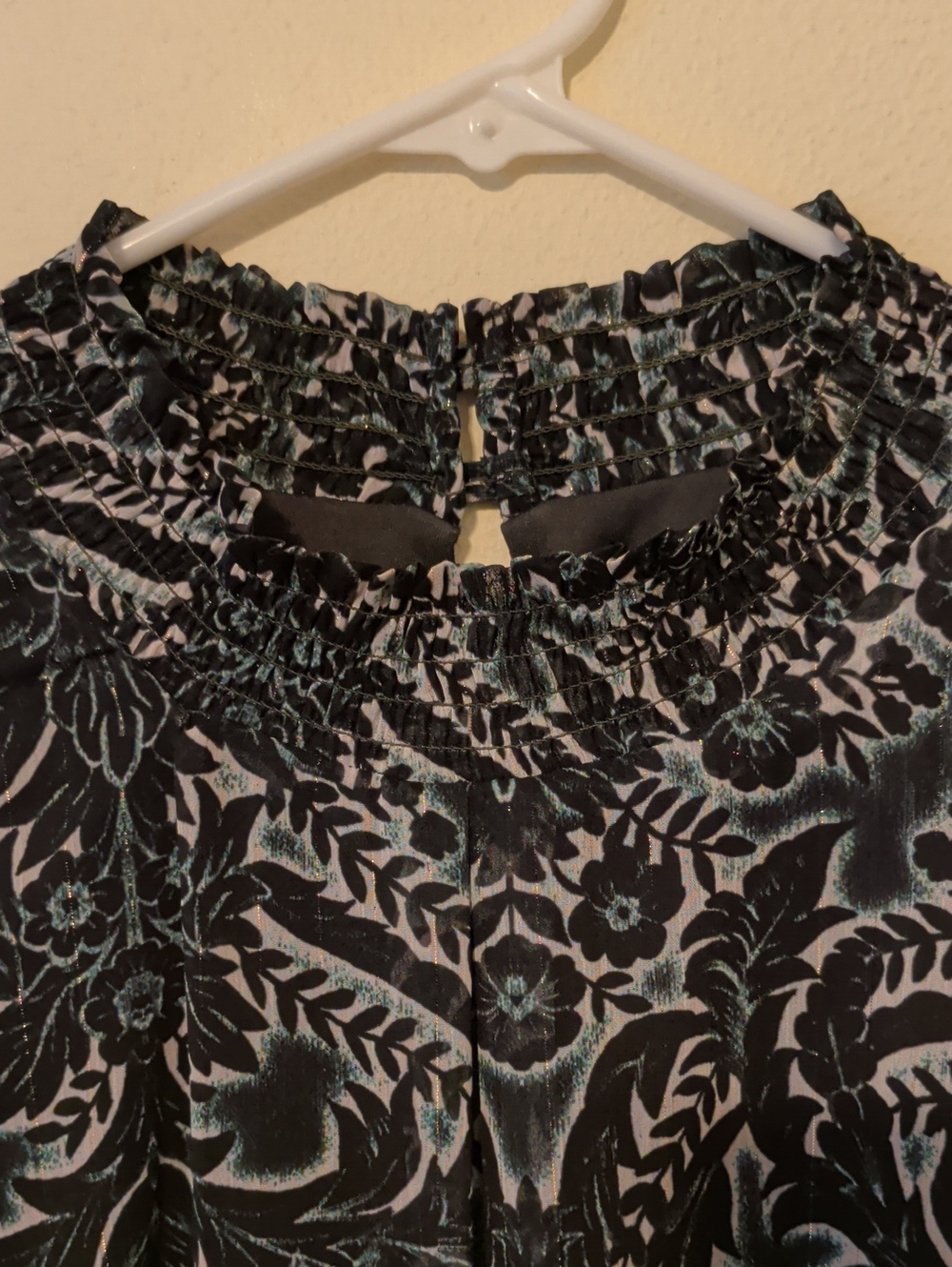 Kut from the Kloth Black and Green Floral-Scroll Long Sleeve Tunic Dress - Picture 3 of 6